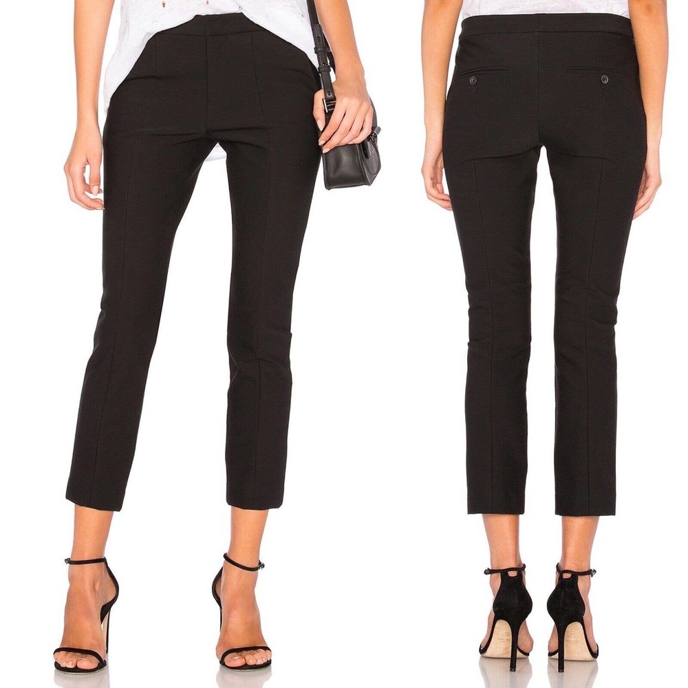Vince Size 8 Stovepipe Cropped Trousers Navy Blue Seamed Front Ankle Pant - Picture 7 of 11